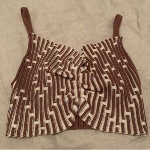 Ruched knit cropped spaghetti strap sweater top - medium